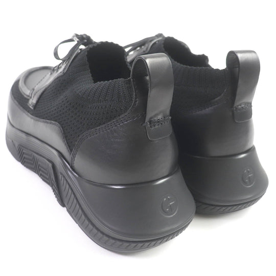 GIORGIO ARMANI Low cut sneakers Leather, Knit black mens 11 Used Authentic