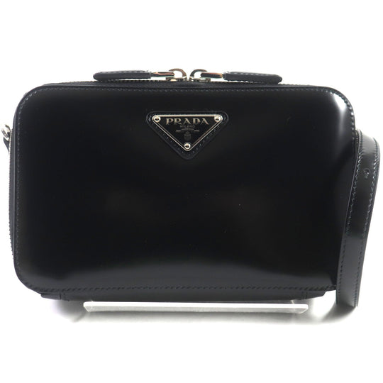 PRADA Shoulder Bag 2VH173 Brushed leather black Brick mens Used Authentic