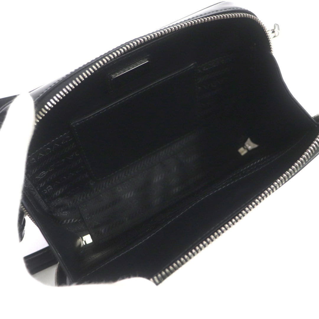 PRADA Shoulder Bag 2VH173 Brushed leather black Brick mens Used Authentic