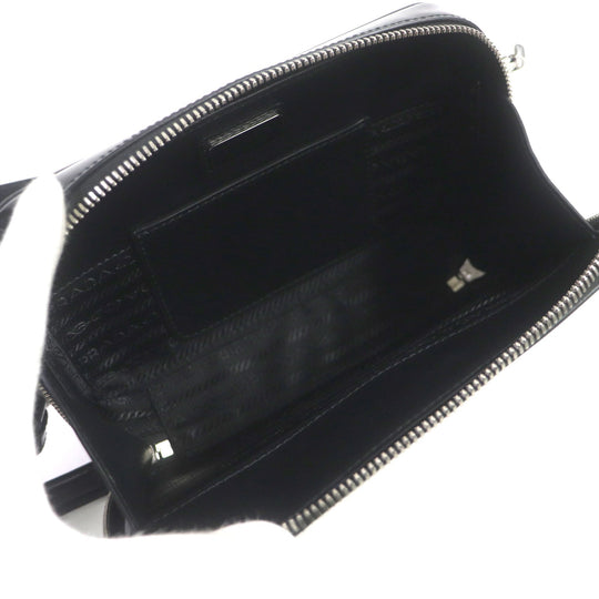 PRADA Shoulder Bag 2VH173 Brushed leather black Brick mens Used Authentic