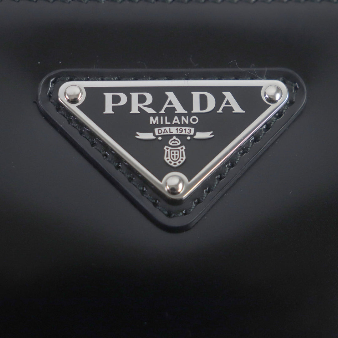 PRADA Shoulder Bag 2VH173 Brushed leather black Brick mens Used Authentic