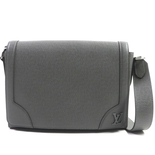 LOUIS VUITTON Shoulder Bag M30808 Taiga Leather gray Taiga new flap messenger mens Used Authentic