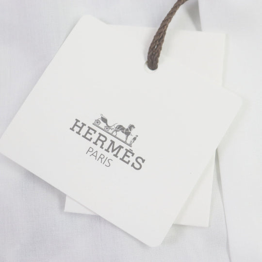 HERMES Long sleeve shirt Main: 100% cotton white Water snake mens 40 Used Authentic