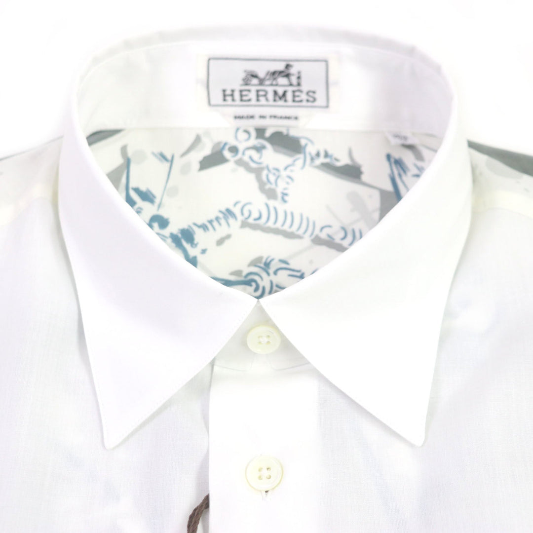 HERMES Long sleeve shirt Main: 100% cotton white Water snake mens 40 Used Authentic