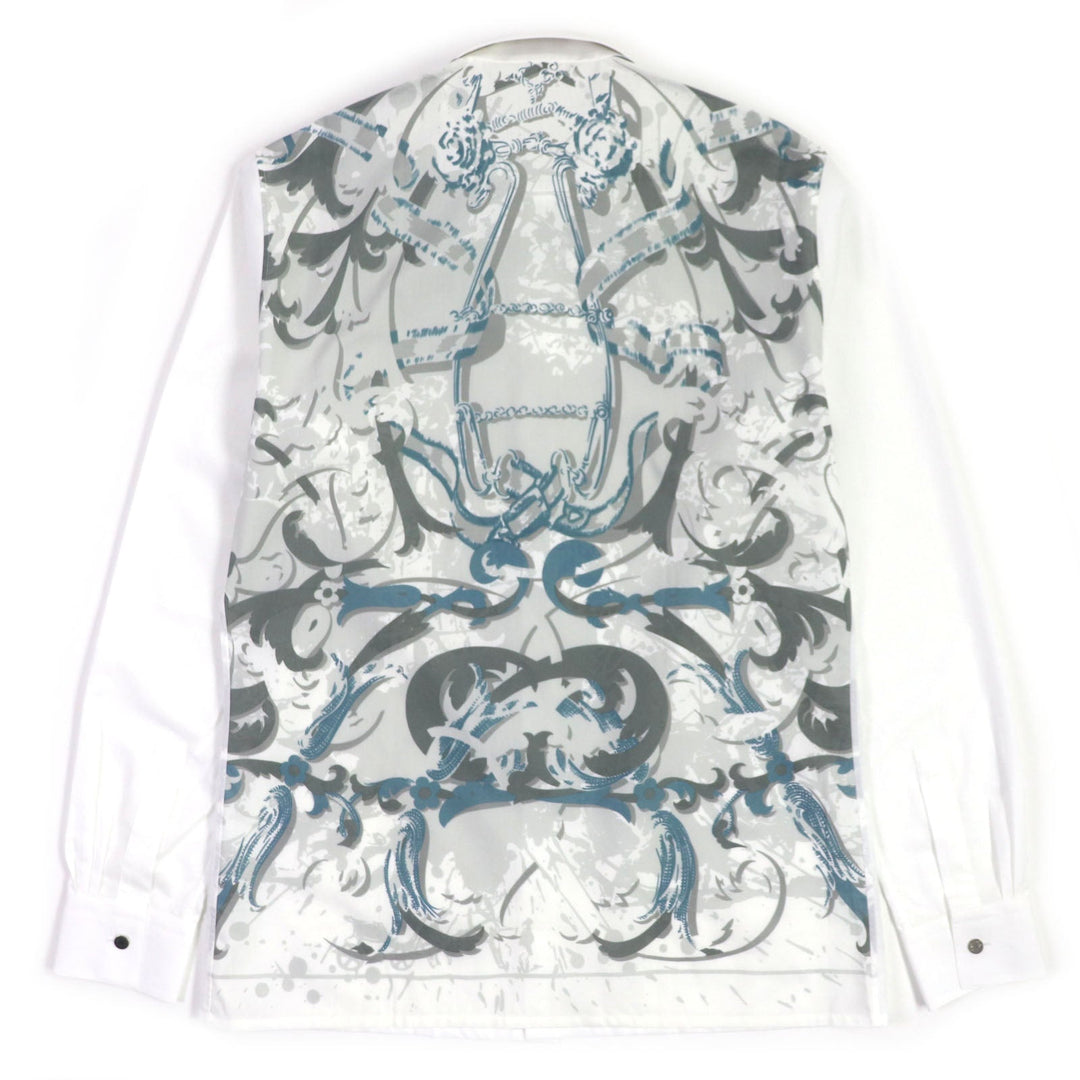 HERMES Long sleeve shirt Main: 100% cotton white Water snake mens 40 Used Authentic