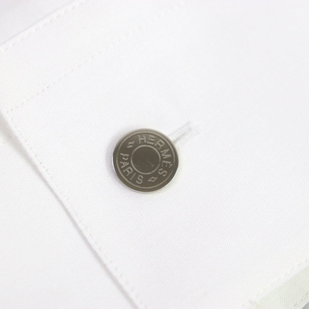 HERMES Long sleeve shirt Main: 100% cotton white Water snake mens 40 Used Authentic