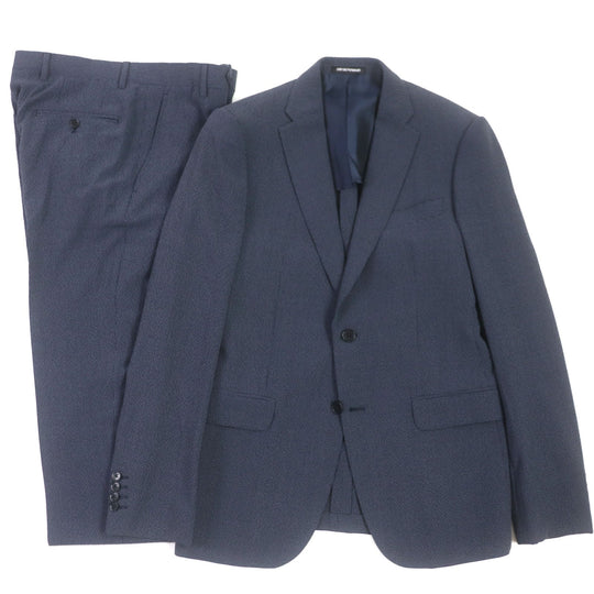 EMPORIO ARMANI setup Outer: 55% wool, Outer: 41% silk, Outer: 3% elastane (polyurethane), Main lining: 50% acetate, 50% viscose, Lining 2: 100% viscose, Pants lining: 65% acetate, 35% viscose Navy M LINE mens 44 Used Authentic