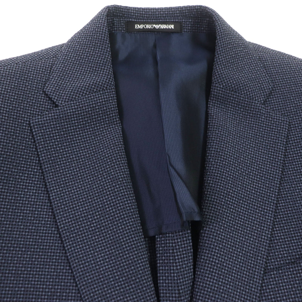 EMPORIO ARMANI setup Outer: 55% wool, Outer: 41% silk, Outer: 3% elastane (polyurethane), Main lining: 50% acetate, 50% viscose, Lining 2: 100% viscose, Pants lining: 65% acetate, 35% viscose Navy M LINE mens 44 Used Authentic