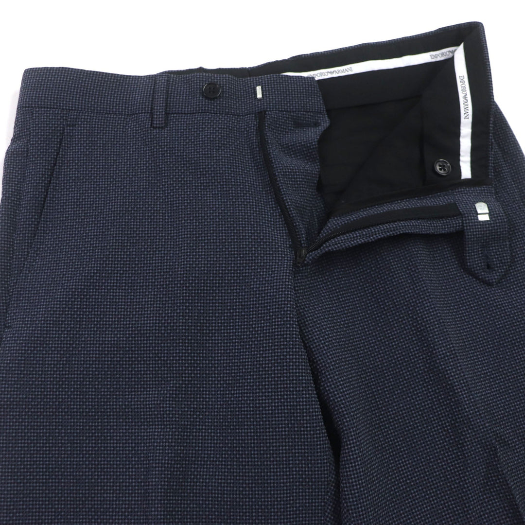 EMPORIO ARMANI setup Outer: 55% wool, Outer: 41% silk, Outer: 3% elastane (polyurethane), Main lining: 50% acetate, 50% viscose, Lining 2: 100% viscose, Pants lining: 65% acetate, 35% viscose Navy M LINE mens 44 Used Authentic