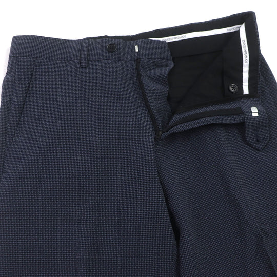 EMPORIO ARMANI setup Outer: 55% wool, Outer: 41% silk, Outer: 3% elastane (polyurethane), Main lining: 50% acetate, 50% viscose, Lining 2: 100% viscose, Pants lining: 65% acetate, 35% viscose Navy M LINE mens 44 Used Authentic