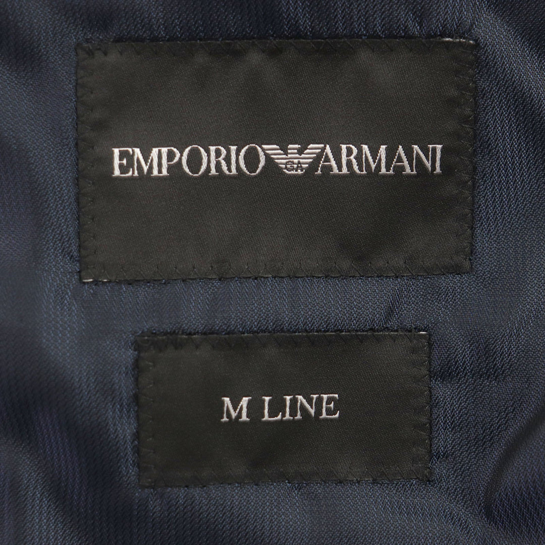 EMPORIO ARMANI setup Outer: 55% wool, Outer: 41% silk, Outer: 3% elastane (polyurethane), Main lining: 50% acetate, 50% viscose, Lining 2: 100% viscose, Pants lining: 65% acetate, 35% viscose Navy M LINE mens 44 Used Authentic
