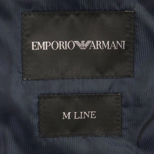 EMPORIO ARMANI setup Outer: 55% wool, Outer: 41% silk, Outer: 3% elastane (polyurethane), Main lining: 50% acetate, 50% viscose, Lining 2: 100% viscose, Pants lining: 65% acetate, 35% viscose Navy M LINE mens 44 Used Authentic