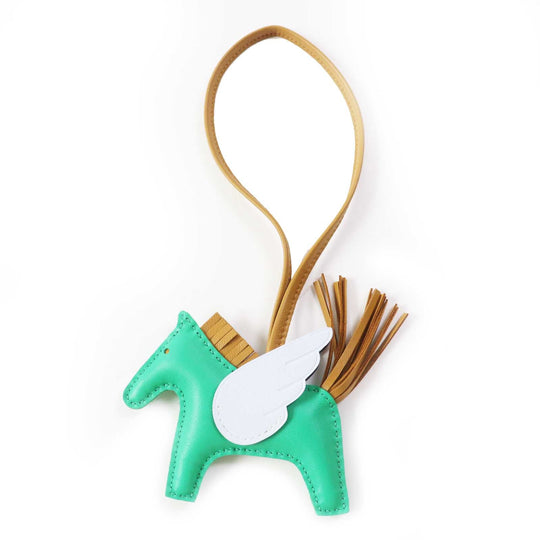 HERMES Bag charm Anyo Miro Mint/Sesame/Blue Brume Rodeo Charm Pegasus PM Women Used Authentic