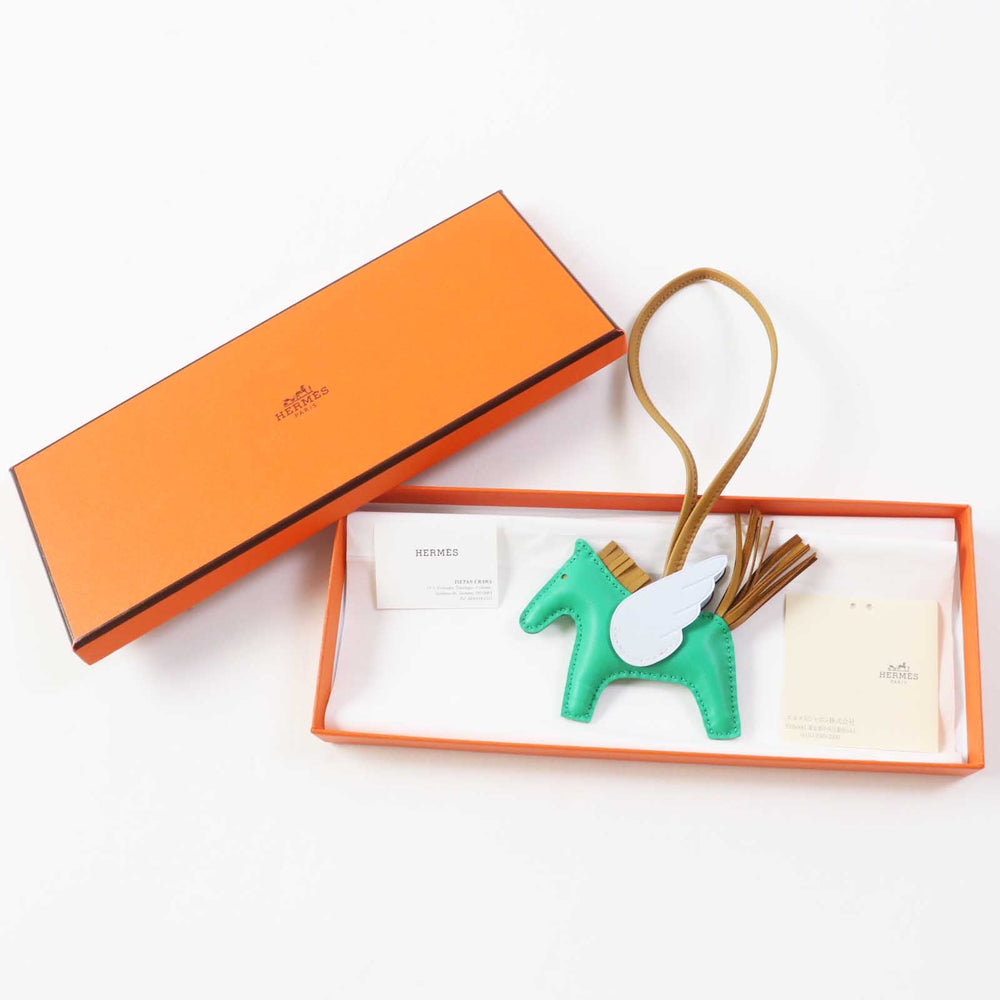 HERMES Bag charm Anyo Miro Mint/Sesame/Blue Brume Rodeo Charm Pegasus PM Women Used Authentic