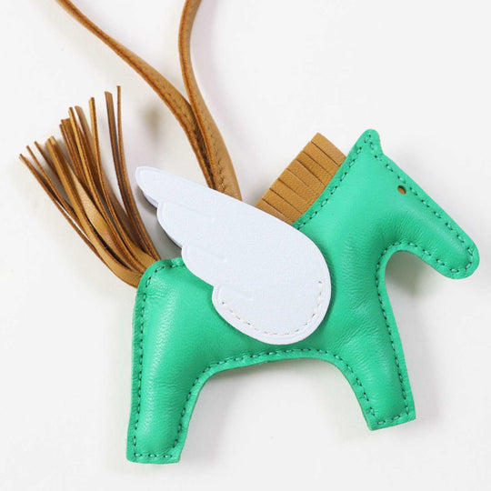 HERMES Bag charm Anyo Miro Mint/Sesame/Blue Brume Rodeo Charm Pegasus PM Women Used Authentic