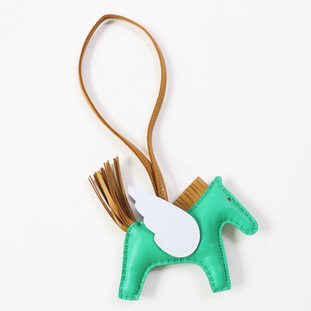 HERMES Bag charm Anyo Miro Mint/Sesame/Blue Brume Rodeo Charm Pegasus PM Women Used Authentic