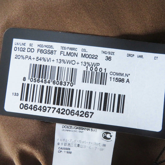 DOLCE&GABBANA one piece Outer: 54% rayon, Outer: 20% nylon, Outer: 13% alpaca, Outer: 13% wool, Lining: 96% silk, : 4% polyurethane Black brown Women 36 Used Authentic