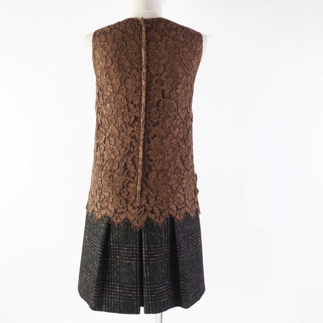 DOLCE&GABBANA one piece Outer: 54% rayon, Outer: 20% nylon, Outer: 13% alpaca, Outer: 13% wool, Lining: 96% silk, : 4% polyurethane Black brown Women 36 Used Authentic