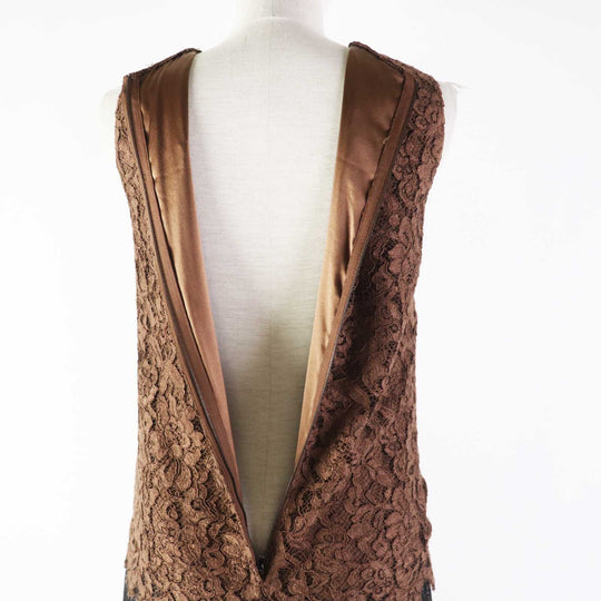 DOLCE&GABBANA one piece Outer: 54% rayon, Outer: 20% nylon, Outer: 13% alpaca, Outer: 13% wool, Lining: 96% silk, : 4% polyurethane Black brown Women 36 Used Authentic