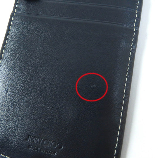 JIMMY CHOO Coin case Main: Leather, Part: Monogram denim Navy Casey mens Used Authentic