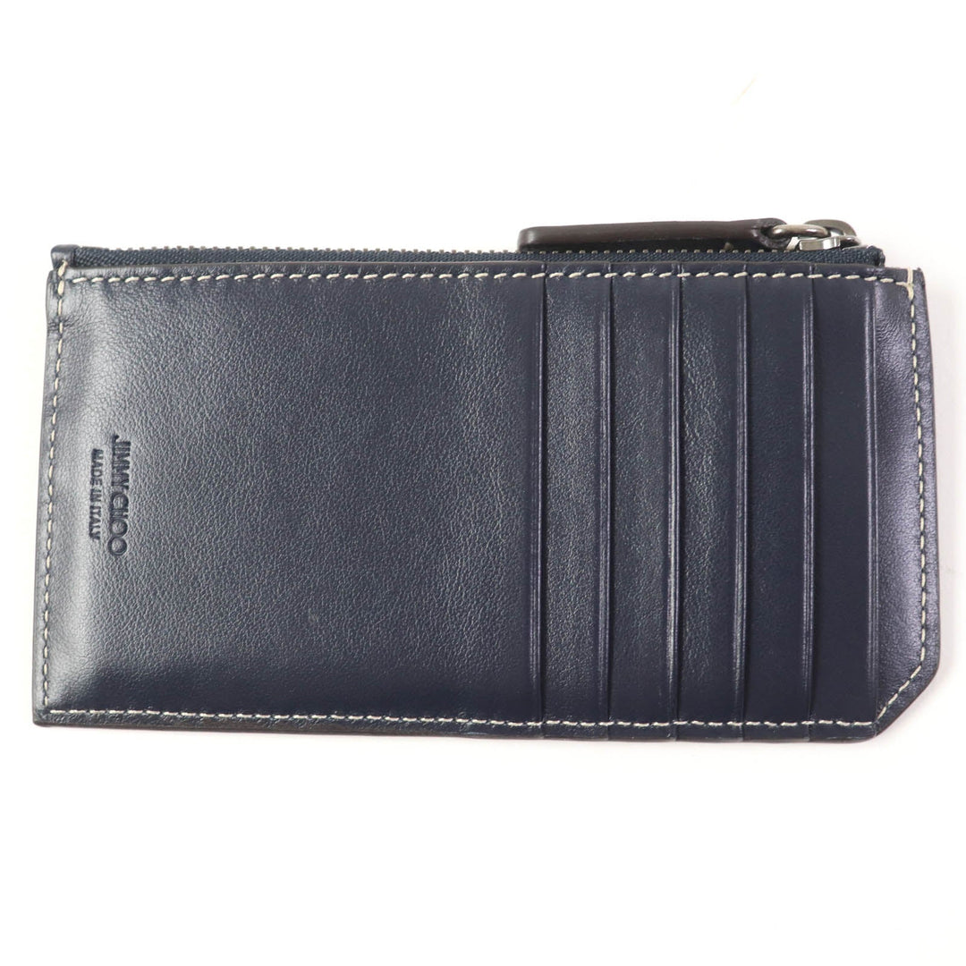 JIMMY CHOO Coin case Main: Leather, Part: Monogram denim Navy Casey mens Used Authentic
