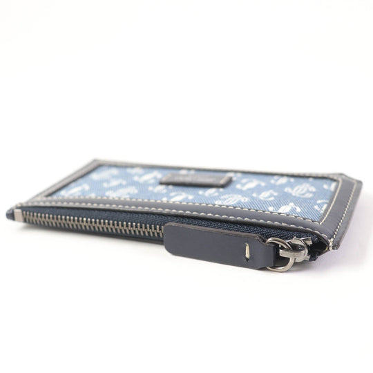 JIMMY CHOO Coin case Main: Leather, Part: Monogram denim Navy Casey mens Used Authentic