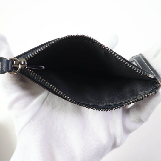 JIMMY CHOO Coin case Main: Leather, Part: Monogram denim Navy Casey mens Used Authentic