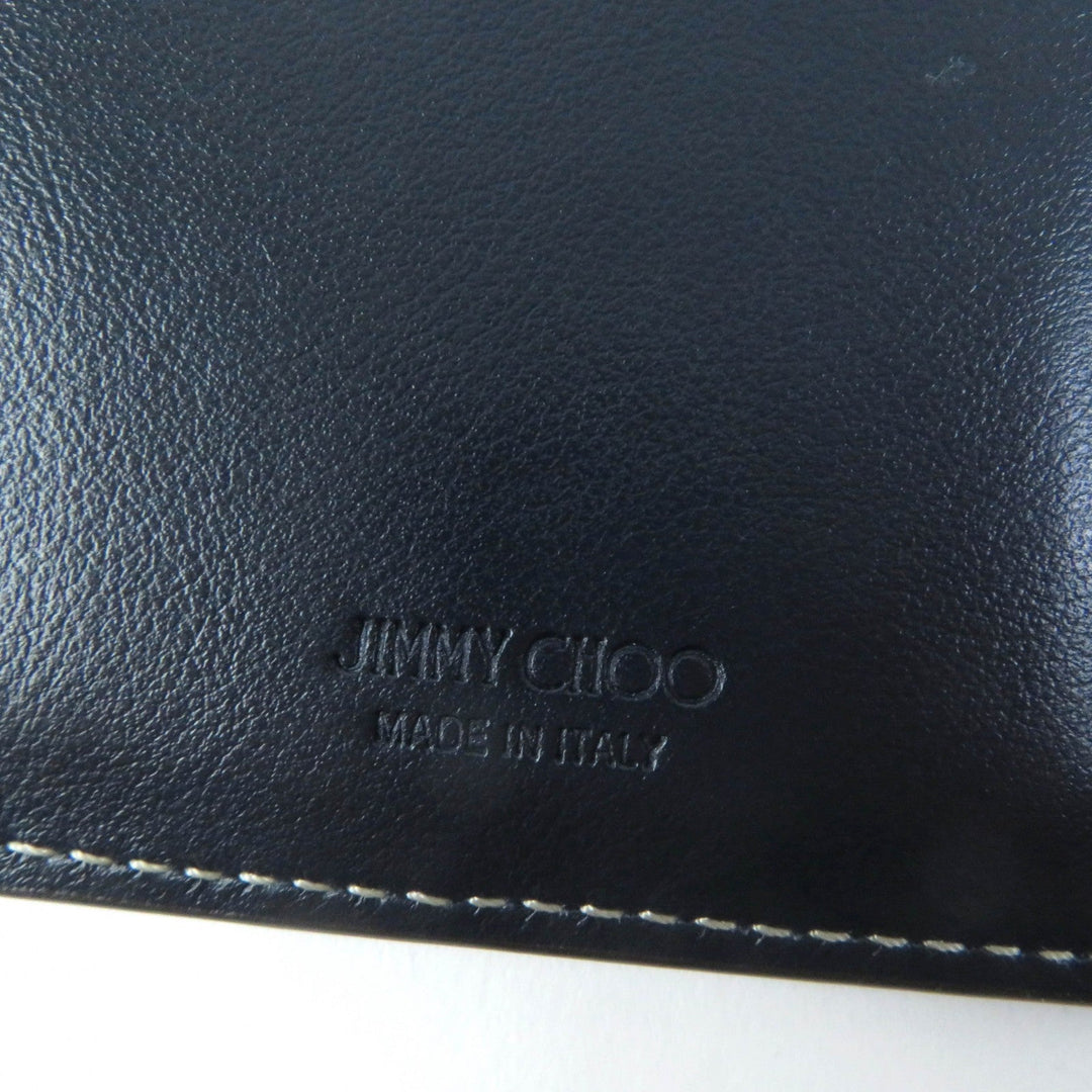 JIMMY CHOO Coin case Main: Leather, Part: Monogram denim Navy Casey mens Used Authentic
