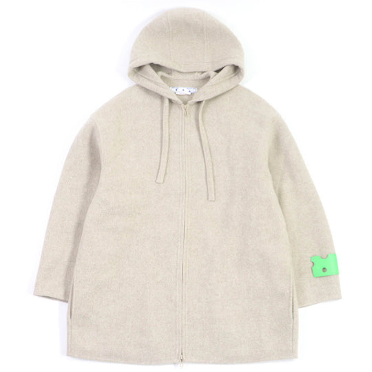 OFF-WHITE coat OMEA330F22FAB001 Main: 80% virgin wool, Main: 20% polyamide (nylon) light beige Logo Patch Long-Sleeved Hoodie mens 48 Used Authentic