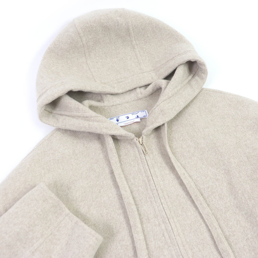 OFF-WHITE coat OMEA330F22FAB001 Main: 80% virgin wool, Main: 20% polyamide (nylon) light beige Logo Patch Long-Sleeved Hoodie mens 48 Used Authentic