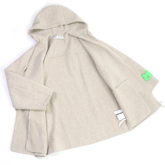 OFF-WHITE coat OMEA330F22FAB001 Main: 80% virgin wool, Main: 20% polyamide (nylon) light beige Logo Patch Long-Sleeved Hoodie mens 48 Used Authentic
