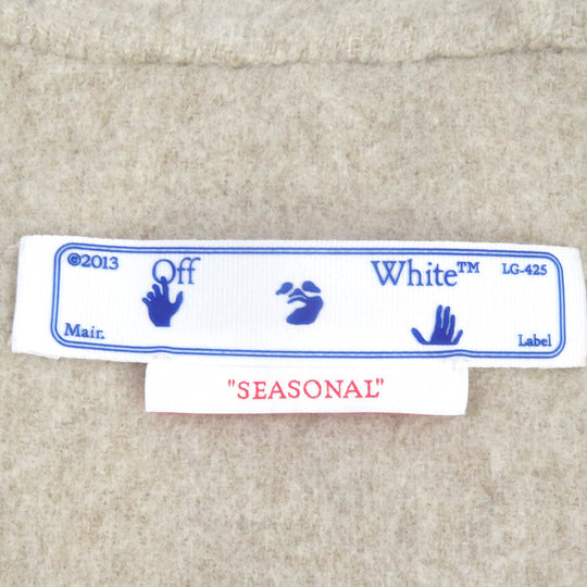 OFF-WHITE coat OMEA330F22FAB001 Main: 80% virgin wool, Main: 20% polyamide (nylon) light beige Logo Patch Long-Sleeved Hoodie mens 48 Used Authentic
