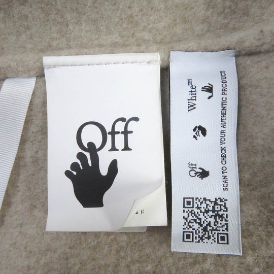 OFF-WHITE coat OMEA330F22FAB001 Main: 80% virgin wool, Main: 20% polyamide (nylon) light beige Logo Patch Long-Sleeved Hoodie mens 48 Used Authentic