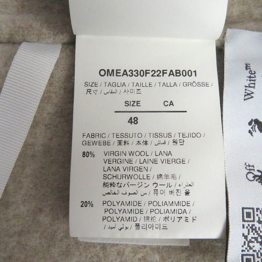 OFF-WHITE coat OMEA330F22FAB001 Main: 80% virgin wool, Main: 20% polyamide (nylon) light beige Logo Patch Long-Sleeved Hoodie mens 48 Used Authentic