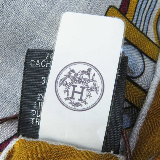 HERMES Stall Main: 70% cashmere, Main: 30% silk Multi Grand Tralala Carre140 Women Used Authentic