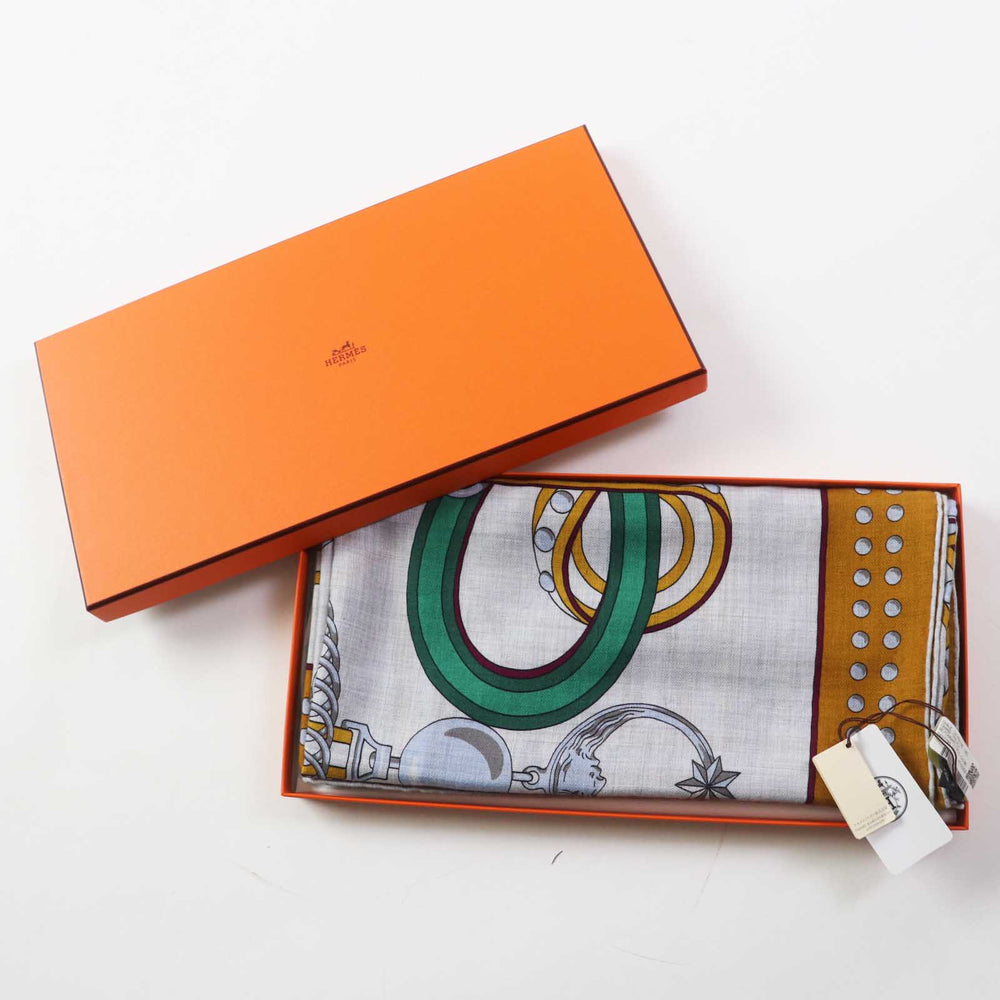 HERMES Stall Main: 70% cashmere, Main: 30% silk Multi Grand Tralala Carre140 Women Used Authentic