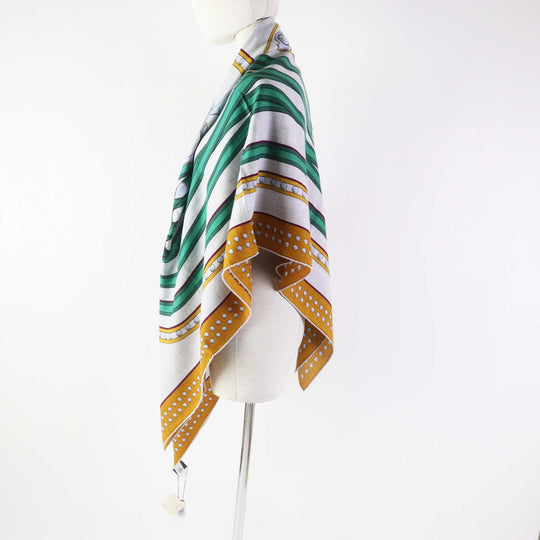 HERMES Stall Main: 70% cashmere, Main: 30% silk Multi Grand Tralala Carre140 Women Used Authentic
