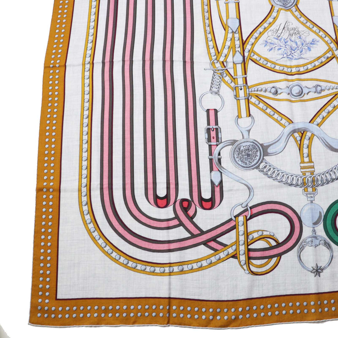 HERMES Stall Main: 70% cashmere, Main: 30% silk Multi Grand Tralala Carre140 Women Used Authentic
