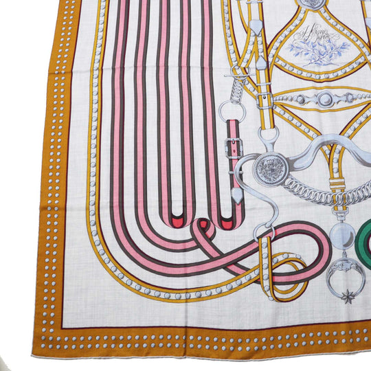 HERMES Stall Main: 70% cashmere, Main: 30% silk Multi Grand Tralala Carre140 Women Used Authentic
