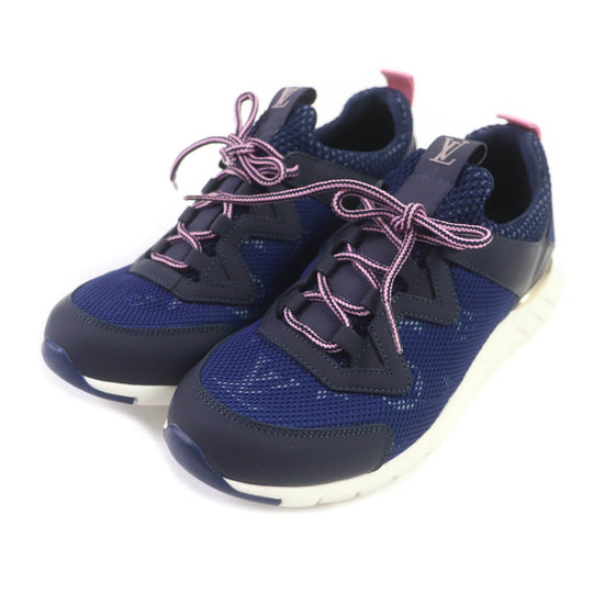 LOUIS VUITTON sneakers Leather, Mesh Navy pink Aftergame Line Monogram Women 35.5 Used Authentic