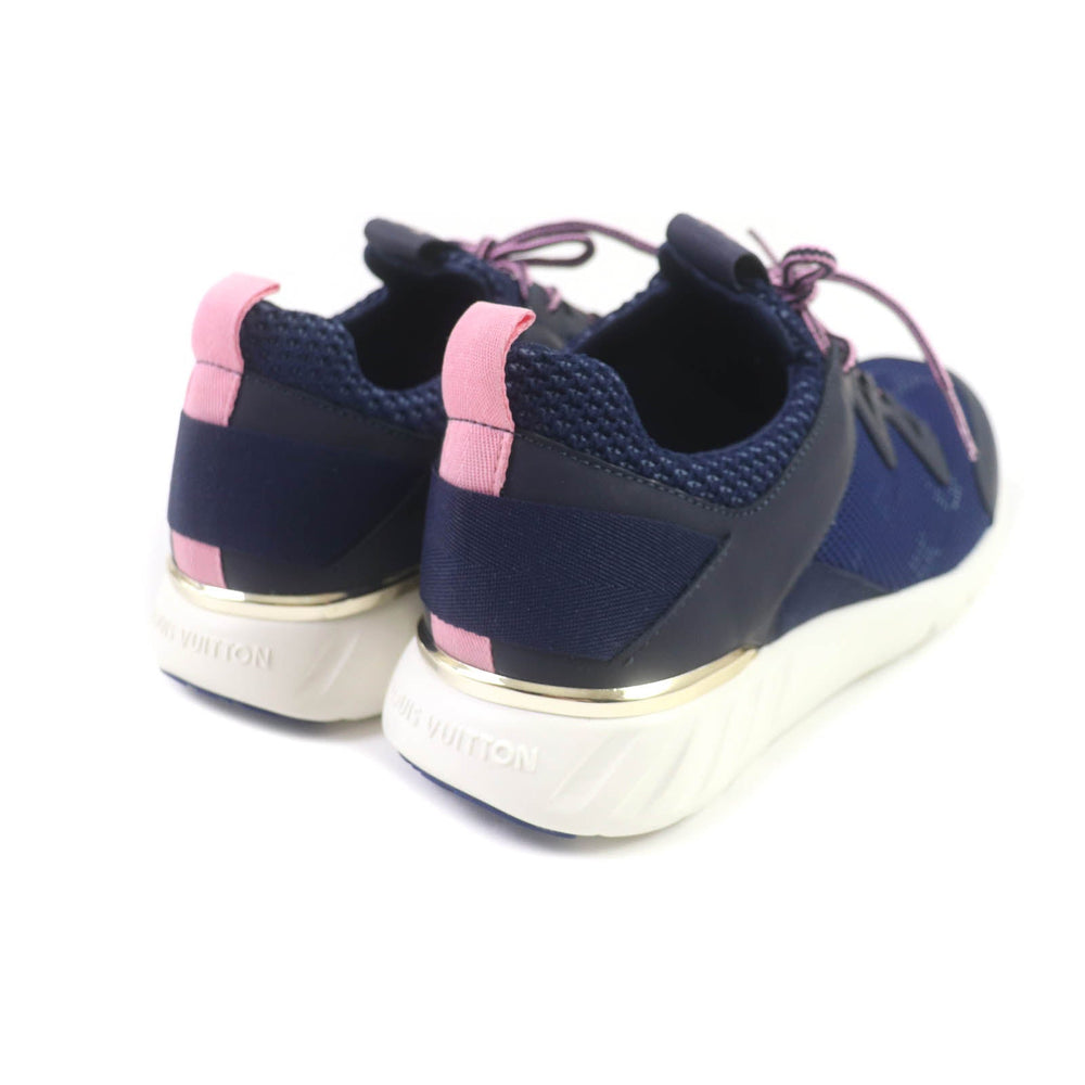 LOUIS VUITTON sneakers Leather, Mesh Navy pink Aftergame Line Monogram Women 35.5 Used Authentic