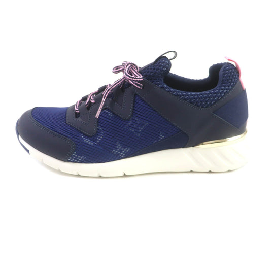 LOUIS VUITTON sneakers Leather, Mesh Navy pink Aftergame Line Monogram Women 35.5 Used Authentic