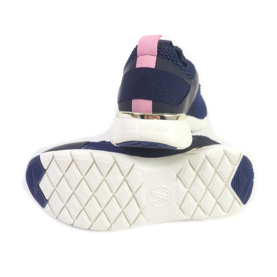 LOUIS VUITTON sneakers Leather, Mesh Navy pink Aftergame Line Monogram Women 35.5 Used Authentic