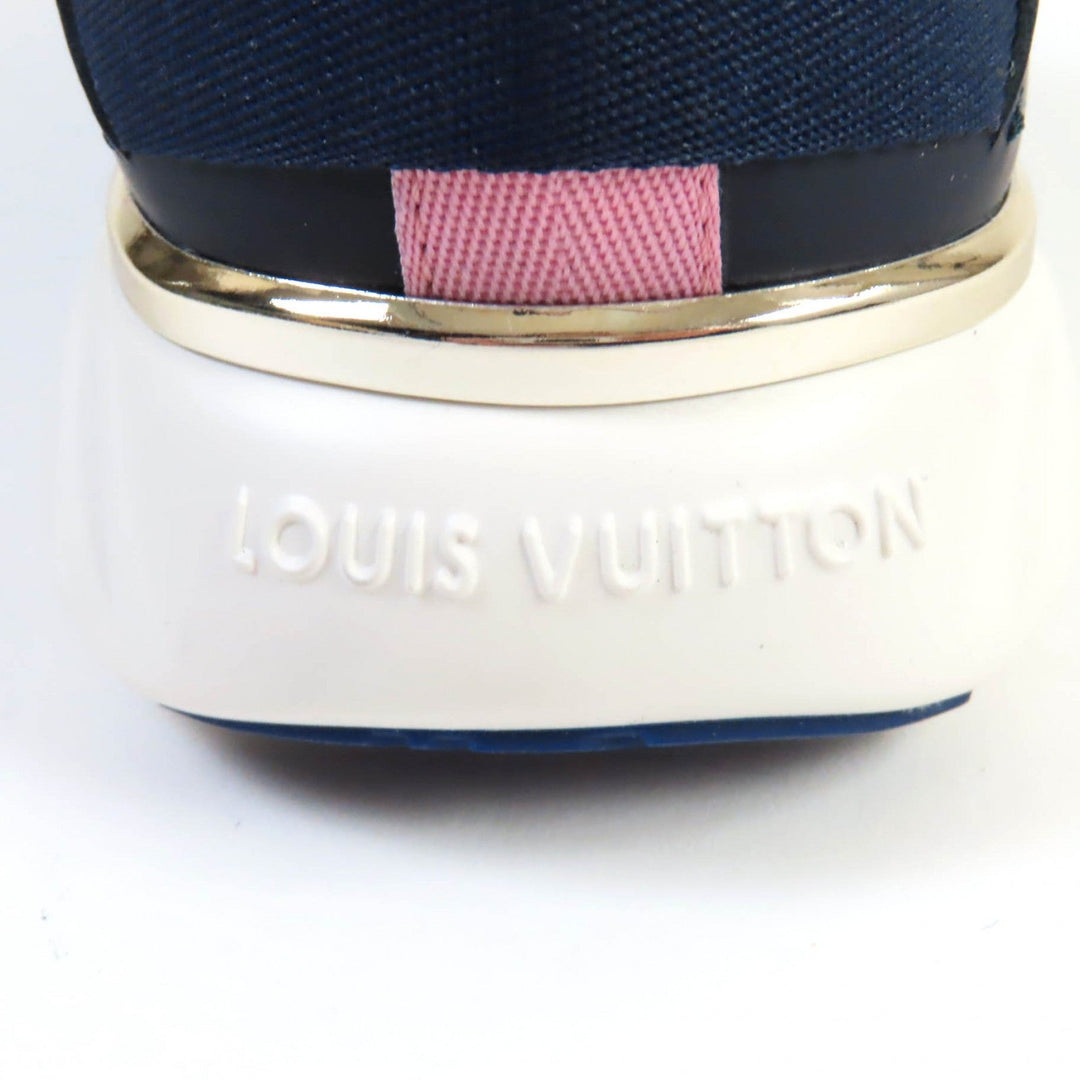 LOUIS VUITTON sneakers Leather, Mesh Navy pink Aftergame Line Monogram Women 35.5 Used Authentic