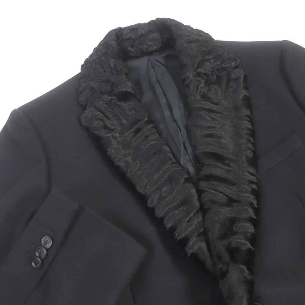 FENDI Chester coat FF01073YN Outer: 75% wool, Outer: 20% nylon, Outer: 5% cashmere, Lining: 100% cupra, Collar: lamb fur black mens 52 Used Authentic