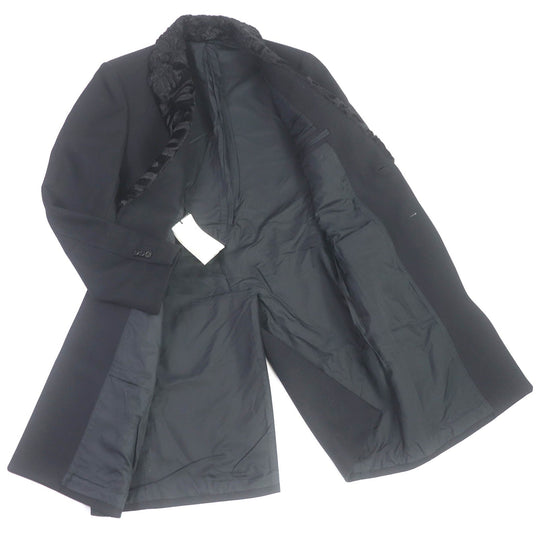 FENDI Chester coat FF01073YN Outer: 75% wool, Outer: 20% nylon, Outer: 5% cashmere, Lining: 100% cupra, Collar: lamb fur black mens 52 Used Authentic