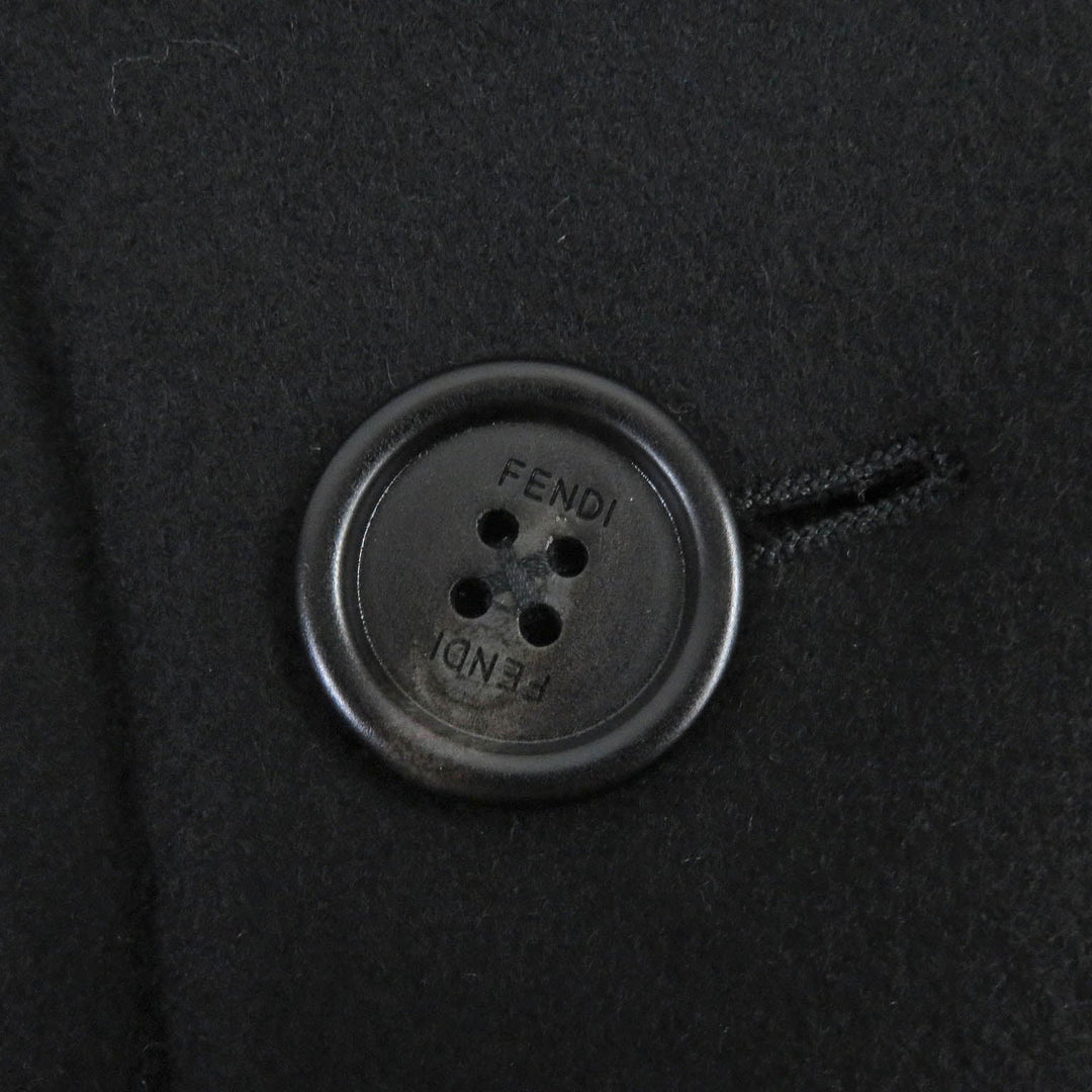 FENDI Chester coat FF01073YN Outer: 75% wool, Outer: 20% nylon, Outer: 5% cashmere, Lining: 100% cupra, Collar: lamb fur black mens 52 Used Authentic