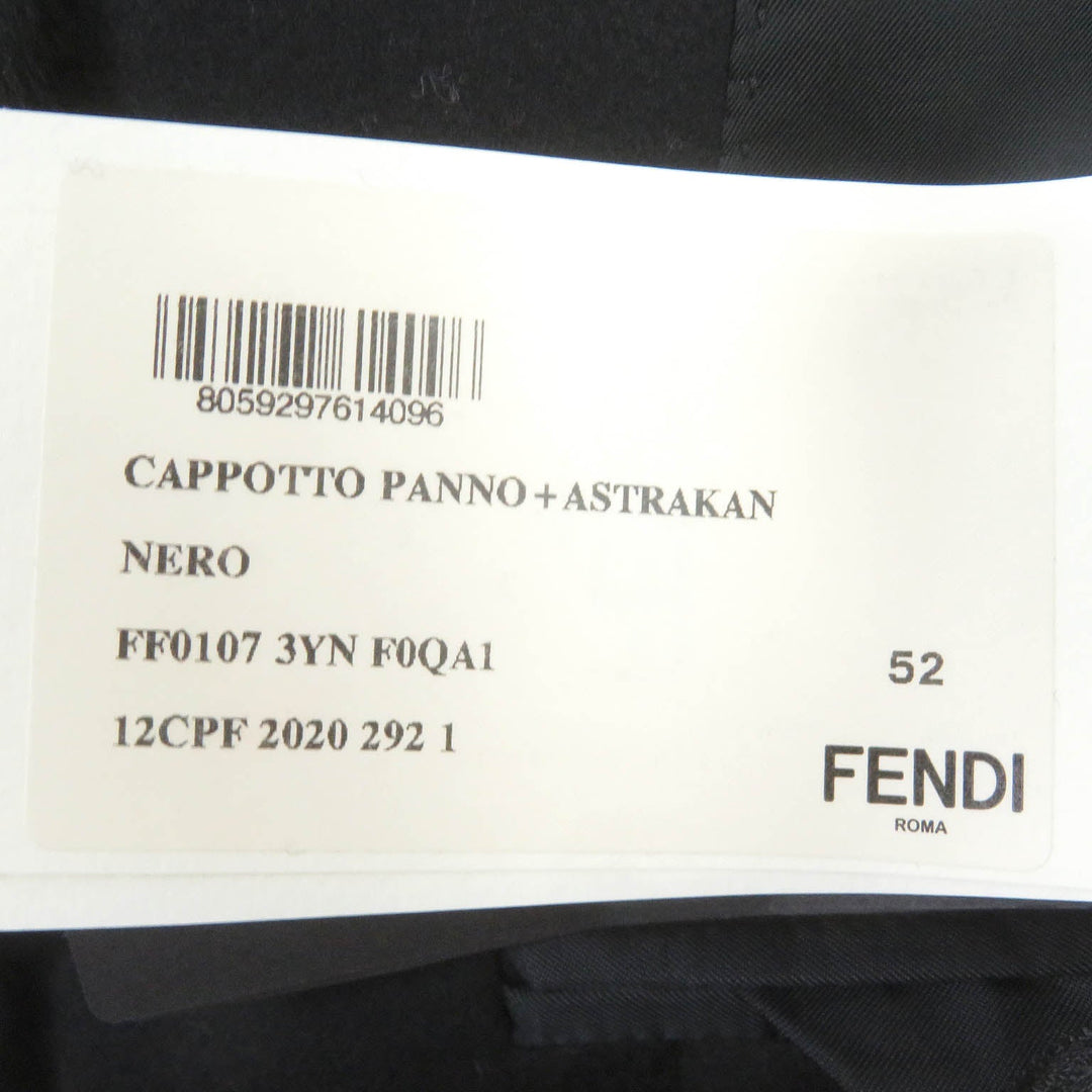 FENDI Chester coat FF01073YN Outer: 75% wool, Outer: 20% nylon, Outer: 5% cashmere, Lining: 100% cupra, Collar: lamb fur black mens 52 Used Authentic