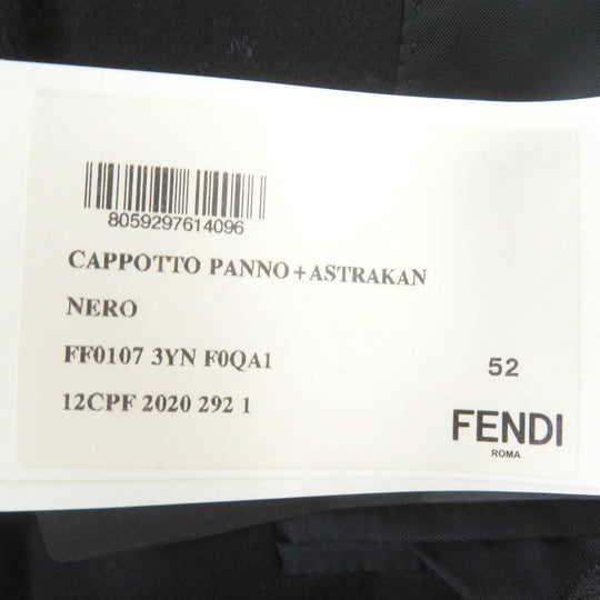 FENDI Chester coat FF01073YN Outer: 75% wool, Outer: 20% nylon, Outer: 5% cashmere, Lining: 100% cupra, Collar: lamb fur black mens 52 Used Authentic