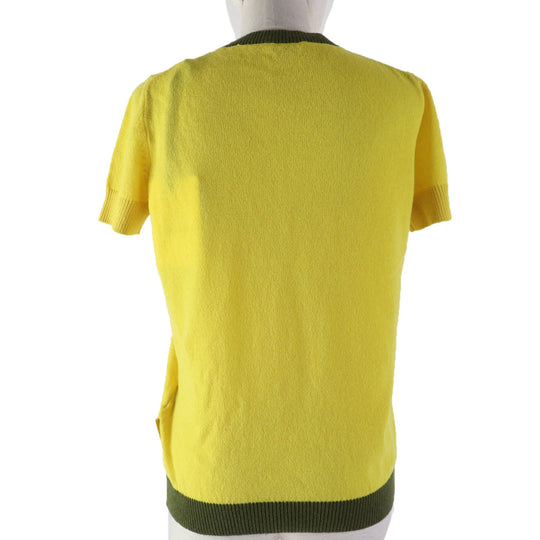 MONCLER Short sleeve knit Main: 100% cashmere Yellow khaki MAGLIA Women M Used Authentic
